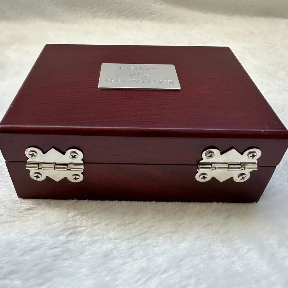 VINTAGE Bank of America Home Loans Metal Wine Stoppers‎ Set of 2 in Hinged Box
